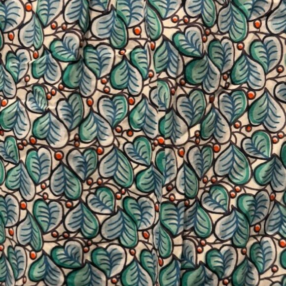 J Crew Leaves & Berries Green Blue Popover Button Front Shirt - Picture 14 of 16